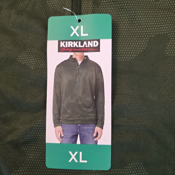 Kirkland Pullover Mens XL Green Camo Quarter Zip Sweater Performance Recycled - Picture 10 of 14